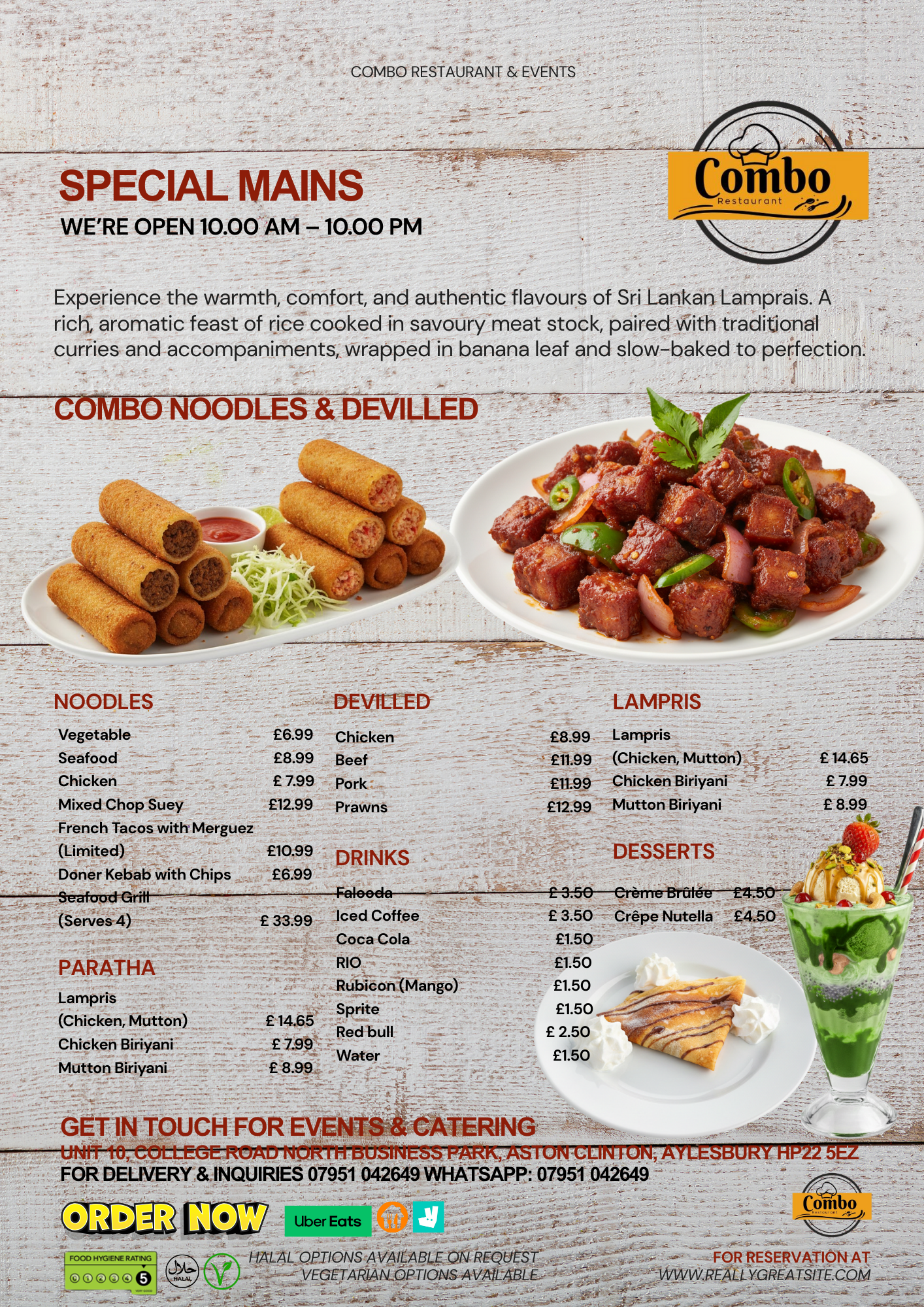 Combo Restaurant Special Menu Design